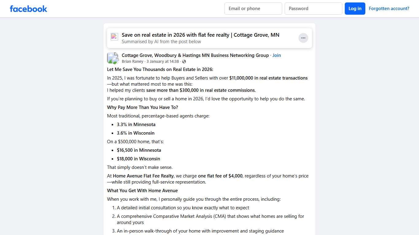 Cottage Grove, Woodbury & Hastings MN Business Networking Group | **Let Me Save You Thousands on Real Estate in 2026:** | Facebook